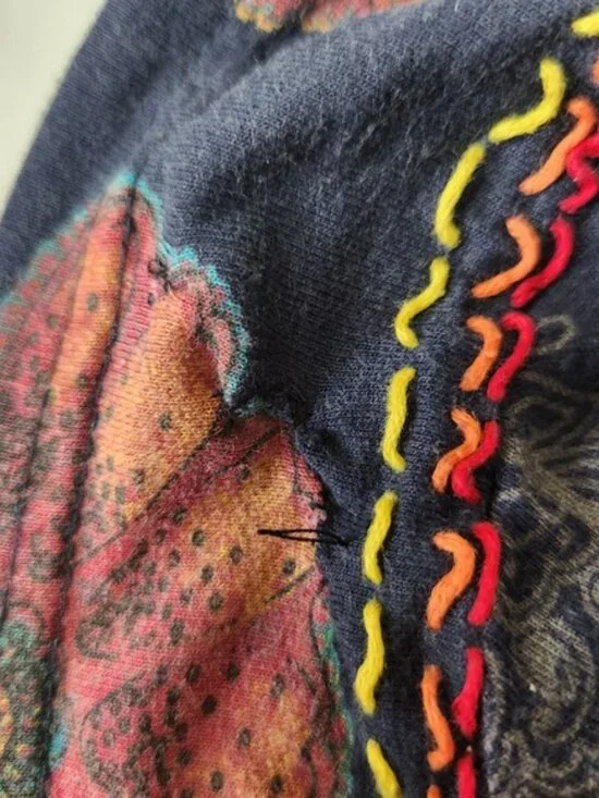 2000s vintage Desigual Womens Blue Paisley Mandala Sleeveless Knit M flaws - Picture 8 of 8